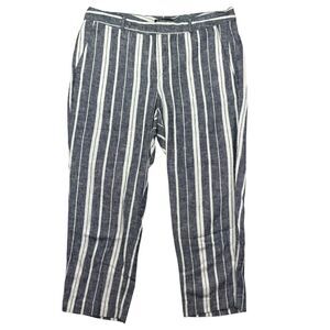 Banana Republic Pants Women's 10 Blue White Avery Linen Striped Business Preppy